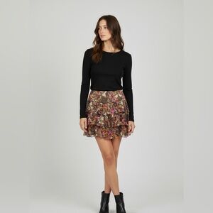 Peruvian Connection floral bosa nova silk skirt